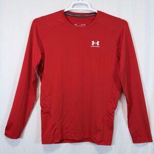 Under Armour Shirt HeatGear Compression Long Sleeve Red Athletic Men XL